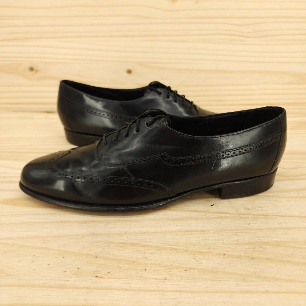 Johnston Murphy Mens Wingtip Oxfords Sz 11 N Narrow Black Leather Dress Shoes